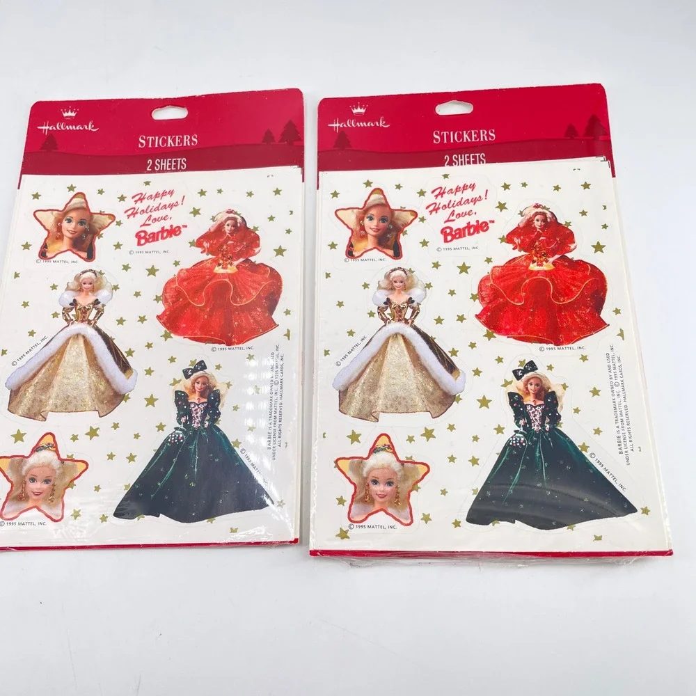 Vintage 1995 Hallmark Holiday Barbie Greeting Cards and Sticker Sheets Set